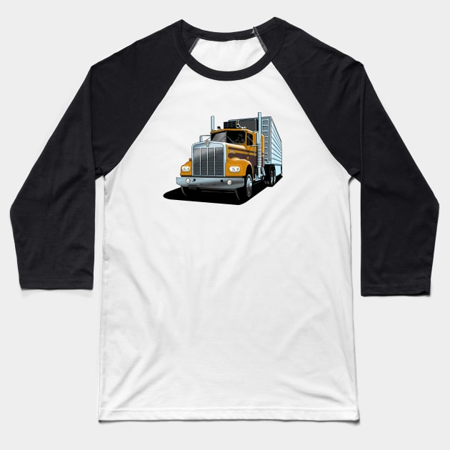 1976 Kenworth W900A in orange Baseball T-Shirt by candcretro